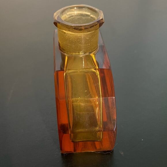 Antique Heinrich Hoffmann Amber/Yellow Perfume Bottle and Stopper- Venus & Cupid - Picture 6 of 16